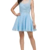 Dancing Queen Jeweled Illusion Lace A-Line Dress - 1 Pc Sky Blue In Size M Available
