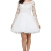 Dancing Queen Quarter Sleeve Appliqued Dress 2101 - 1 Pc Off White In Size 3XL Available