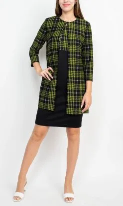 Danny & Nicole 27134M - Checkered Sheath Formal Dress