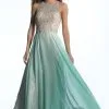 Dave & Johnny - 1228 Illusion Gem Crusted A-Line Gown