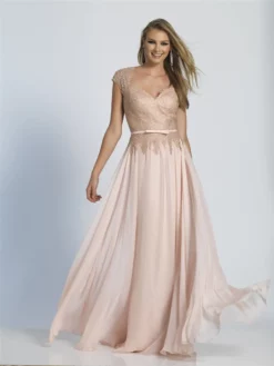 Dave & Johnny - 1954 Cap Sleeve Lace Detail Queen Anne Gown