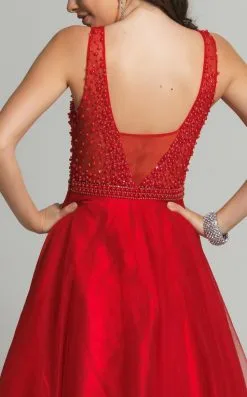 Dave & Johnny - 2503W Pearl Accented Deep V-neck A-line Dress -Hot Sale WEDDING Store dave johnny 2503w pearl accented deep v neck a line dress special occasion dress 5502614274105