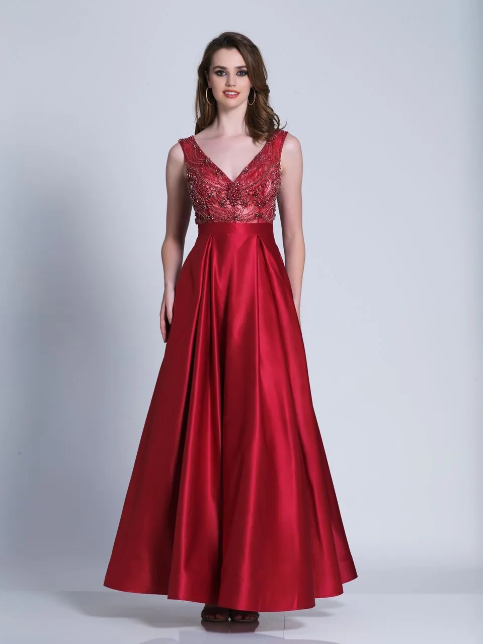 Dave & Johnny - 3510 Beaded V-Neck Evening Gown 1 Dave & Johnny - 3510 Beaded V-Neck Evening Gown