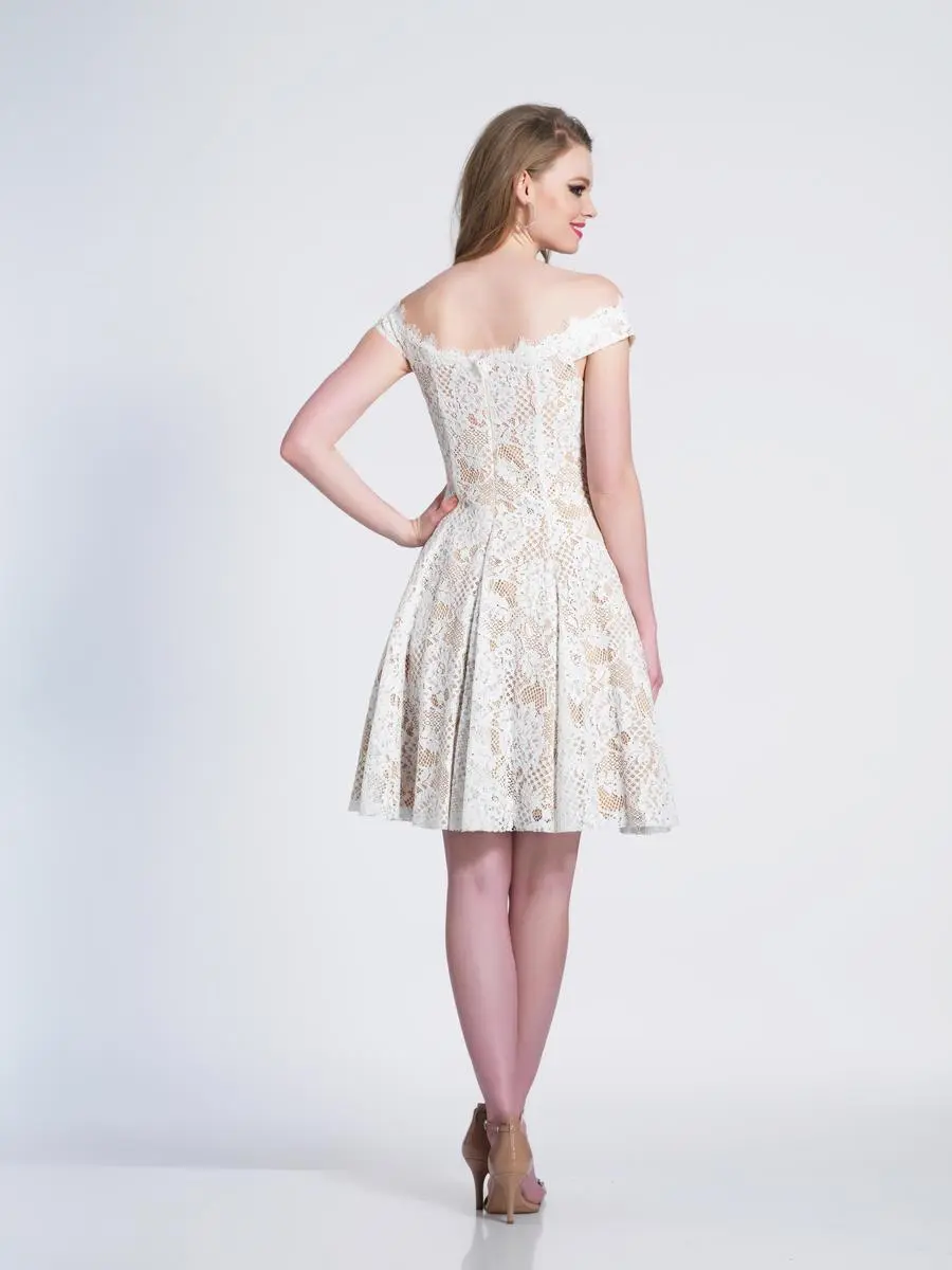 Dave & Johnny - 3715 Lace Off Shoulder A-Line Cocktail Dress 2 Dave & Johnny - 3715 Lace Off Shoulder A-Line Cocktail Dress - Image 2