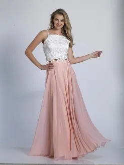 Dave & Johnny - A5674 Two-Piece Bejeweled Lace Long Dress
