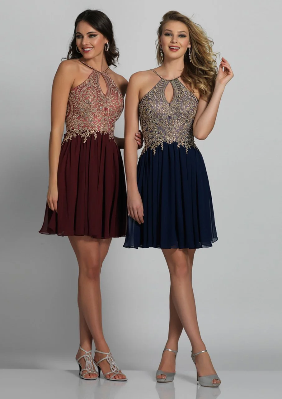 Dave & Johnny - A6226 Ornate Halter Cutout A-Line Dress 1 Dave & Johnny - A6226 Ornate Halter Cutout A-Line Dress