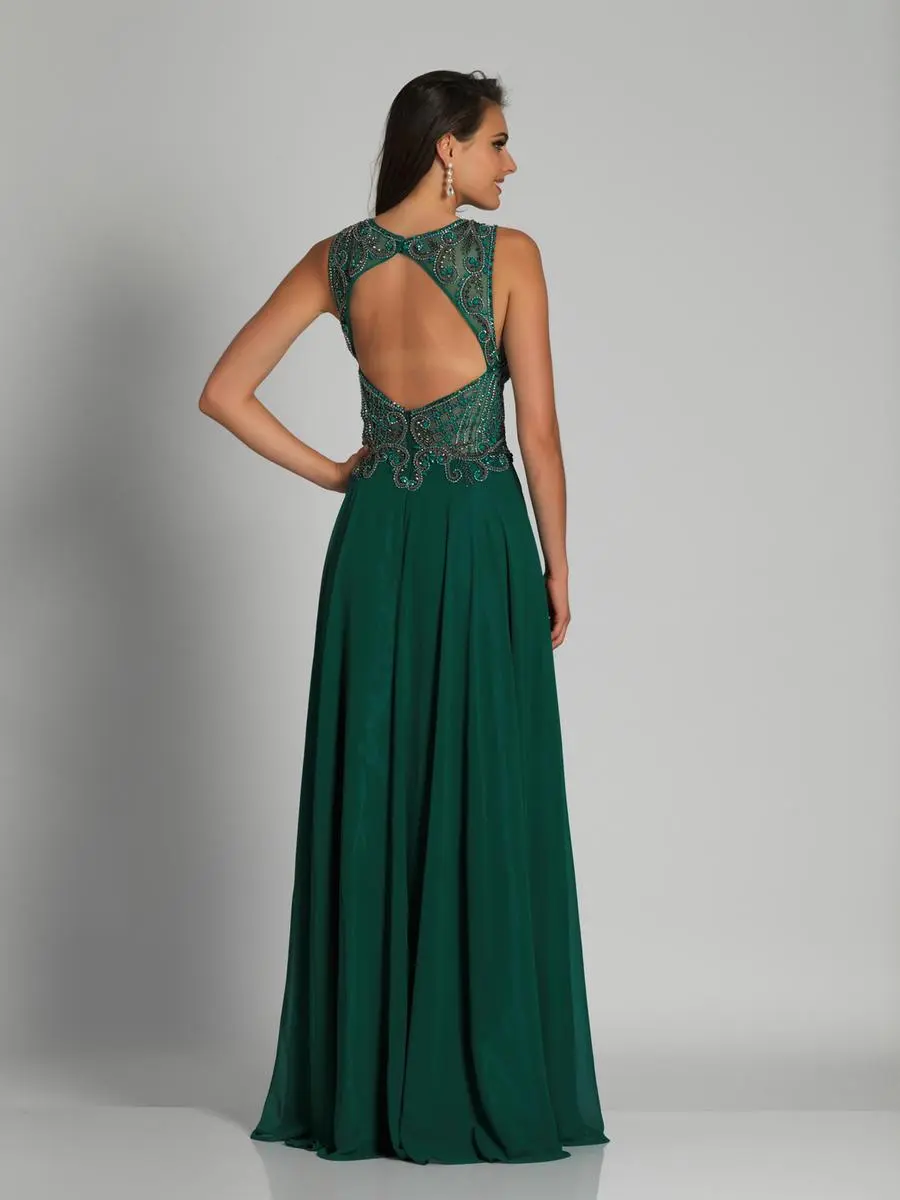 Dave & Johnny - A6347W Stone Embellished Illusion Jewel A-line Dress 3 Dave & Johnny - A6347W Stone Embellished Illusion Jewel A-line Dress - Image 3