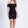 Dave & Johnny - A6722 Sequined Lace Off-Shoulder Sheath Dress