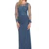 Decode 1.8 - Jersey Knit Dress With Floral Lace Applique 183577 - 1 Pc Slate In Size 2 Available