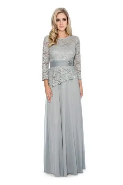 Decode 1.8 - Long Sleeve Lace Peplum Evening Dress 184004 - 1 Pc Sage In Size 2 Available