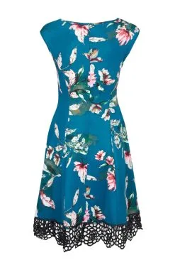 Donna Ricco - DR50916 Floral Printed Bateau Scuba A-line Dress -Hot Sale WEDDING Store donna ricco dr50916 floral printed bateau scuba a line dress special occasion dress 6918650691667