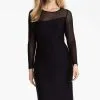 Donna Ricco - Illusion Sleeve Textured Dress 8438320M - 1 Pc Black In Size 4 Available
