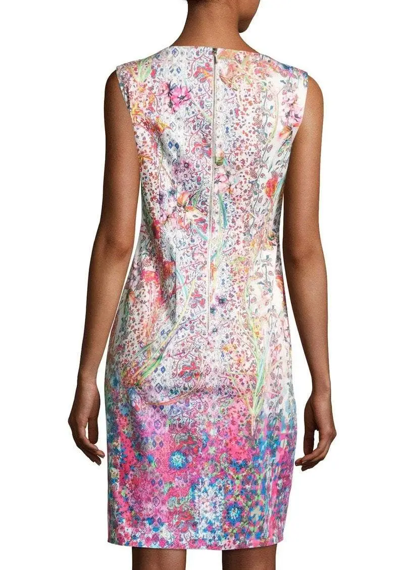 Elie Tahari - E6033607 Multi-Print Jewel Neck Sheath Dress 2 Elie Tahari - E6033607 Multi-Print Jewel Neck Sheath Dress - Image 2