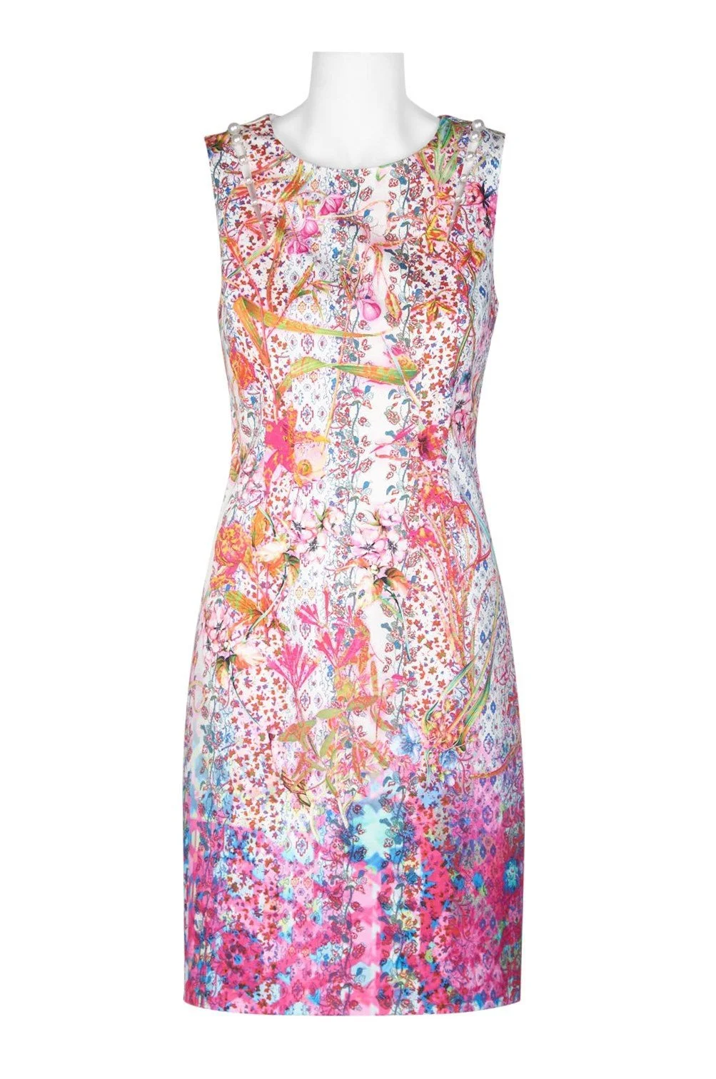 Elie Tahari - E6033607 Multi-Print Jewel Neck Sheath Dress 3 Elie Tahari - E6033607 Multi-Print Jewel Neck Sheath Dress - Image 3