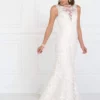 Elizabeth K Bridal - GL1514 Beaded Lace Illusion Bateau Mermaid Wedding Dress