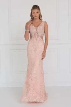 Elizabeth K Bridal - GL1533 Bead Embellished Fitted Evening Gown -Hot Sale WEDDING Store elizabeth k bridal gl1533 bead embellished fitted evening gown special occasion dress xs peach 5412811276345