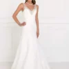Elizabeth K Bridal - GL2376 Jeweled V-neck Mesh A-line Wedding Gown