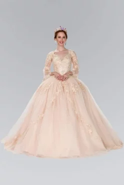 Elizabeth K Bridal - GL2377 Illusion Bell Sleeve Lace Bodice Ballgown -Hot Sale WEDDING Store elizabeth k bridal gl2377 illusion bell sleeve lace bodice ballgown wedding dresses xs champagne 5412351213625