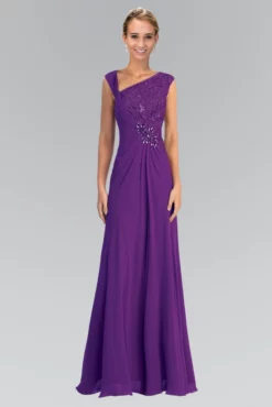 Elizabeth K - GL1003 One Shoulder Ruched Applique Gown -Hot Sale WEDDING Store elizabeth k gl1003 one shoulder ruched applique gown special occasion dress xs purple 5412354097209