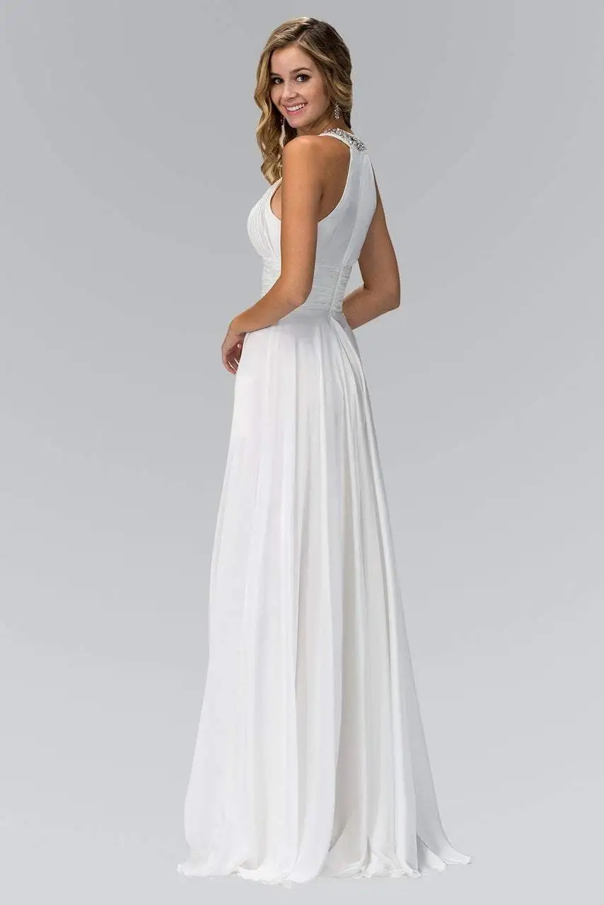 Elizabeth K - GL1013 Beaded Halter Empire Charmeuse Long Dress 2 Elizabeth K - GL1013 Beaded Halter Empire Charmeuse Long Dress - Image 2