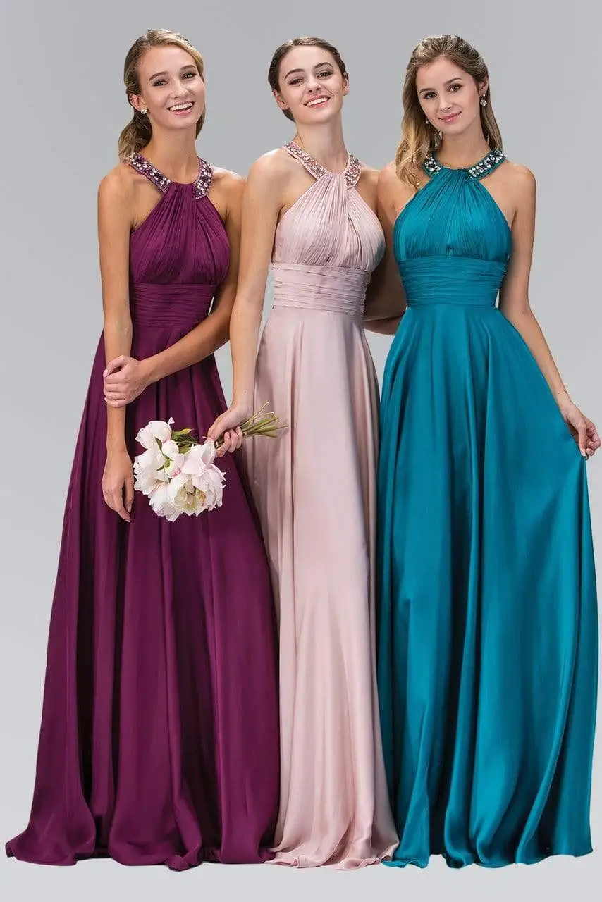 Elizabeth K - GL1013 Beaded Halter Empire Charmeuse Long Dress 10 Elizabeth K - GL1013 Beaded Halter Empire Charmeuse Long Dress - Image 10