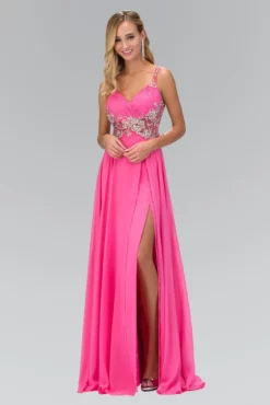 Elizabeth K - GL1105 Sheer Embroidered Sweetheart Gown