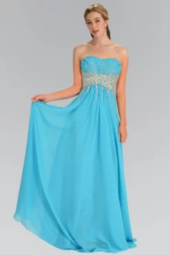 Elizabeth K - GL1118 Jewel Embellished Ruched Sweetheart Dress