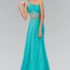 Elizabeth K - GL1129 Crystal-Ornate Asymmetrical Chiffon Gown