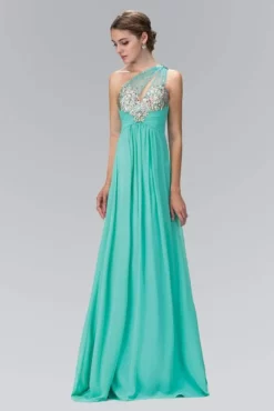 Elizabeth K - GL1138 Sheer Asymmetrical Ornate A-Line Gown -Hot Sale WEDDING Store elizabeth k gl1138 sheer asymmetrical ornate a line gown special occasion dress xs tiffany 5412380934201