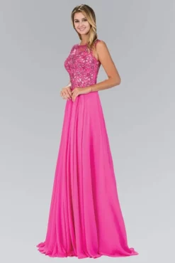 Elizabeth K - GL1410 Beaded Bateau Neck A-Line Gown
