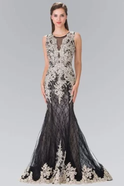 Elizabeth K - GL1462 Ornate Lace Illusion Trumpet Gown 11 Elizabeth K - GL1462 Ornate Lace Illusion Trumpet Gown -Hot Sale WEDDING Store elizabeth k gl1462 ornate lace illusion trumpet gown evening dresses xs black gold 5412282499129