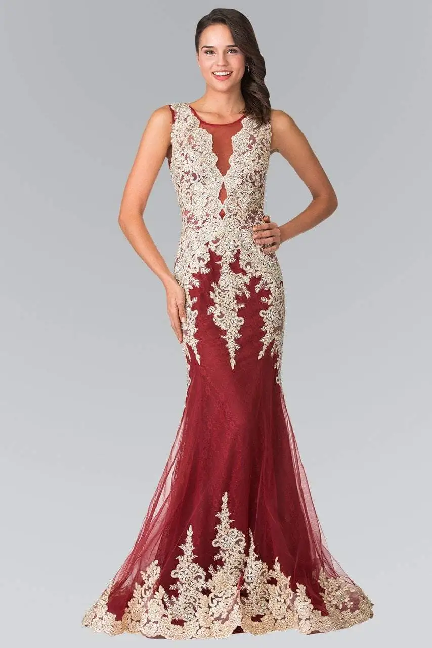 Elizabeth K - GL1462 Ornate Lace Illusion Trumpet Gown 1 Elizabeth K - GL1462 Ornate Lace Illusion Trumpet Gown