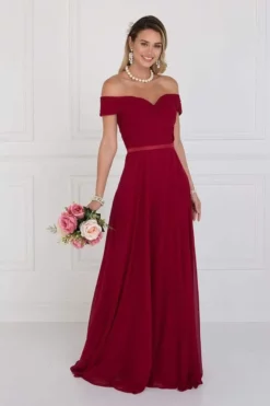 Elizabeth K - GL1523 Off Shoulder Twisted Bodice Chiffon Gown -Hot Sale WEDDING Store elizabeth k gl1523 off shoulder twisted bodice chiffon gown bridesmaid dresses xs burgundy 28959919964243