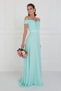 Elizabeth K - GL1523 Off Shoulder Twisted Bodice Chiffon Gown