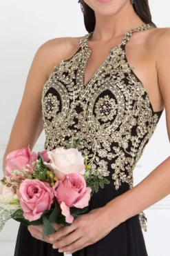 Elizabeth K - GL1526 Lace Embellished High Neck Chiffon Gown -Hot Sale WEDDING Store elizabeth k gl1526 lace embellished high neck chiffon gown bridesmaid dresses 28460006146131