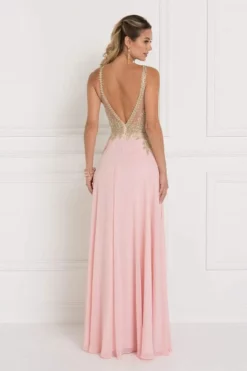 Elizabeth K - GL1526 Lace Embellished High Neck Chiffon Gown -Hot Sale WEDDING Store elizabeth k gl1526 lace embellished high neck chiffon gown bridesmaid dresses xs blush 5412344168505