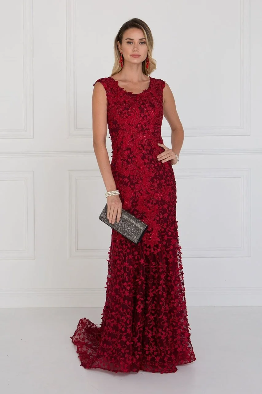 Elizabeth K - GL1529 Scoop Appliqued Evening Dress 1 Elizabeth K - GL1529 Scoop Appliqued Evening Dress