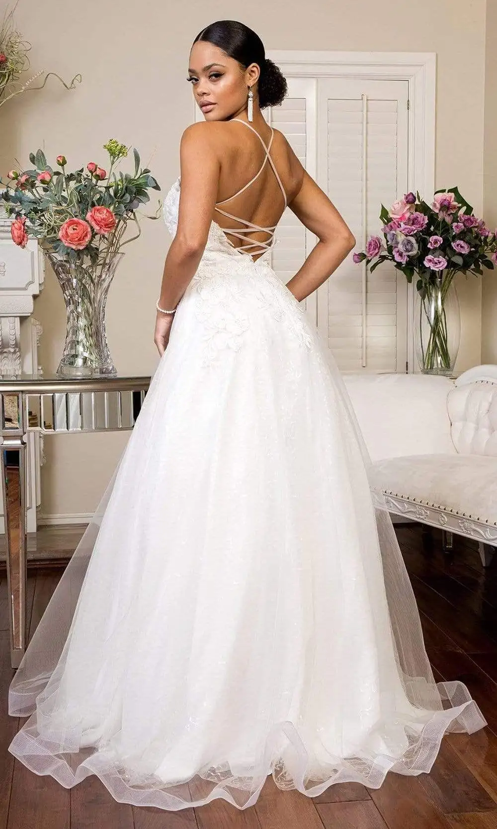 Elizabeth K Bridal Elizabeth K - GL1916 Embroidered Lace Up Bridal Gown 2 Elizabeth K Bridal Elizabeth K - GL1916 Embroidered Lace Up Bridal Gown - Image 2