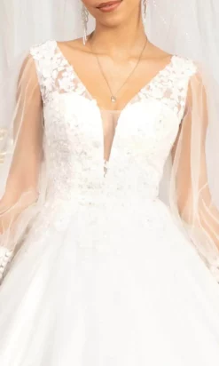 Elizabeth K GL1981 - Long Sleeve V-neck Wedding Gown -Hot Sale WEDDING Store elizabeth k gl1981 long sleeve v neck wedding gown wedding dresses 30119483408467