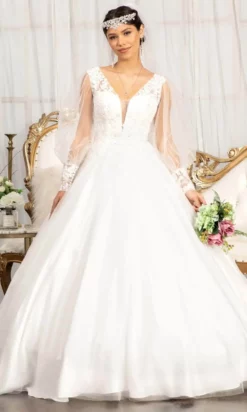 Elizabeth K GL1981 - Long Sleeve V-neck Wedding Gown -Hot Sale WEDDING Store elizabeth k gl1981 long sleeve v neck wedding gown wedding dresses 30119483474003
