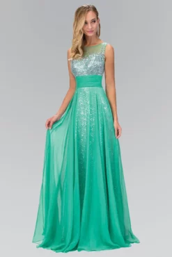Elizabeth K - GL2014 Sequined Bateau Neck A-Line Gown -Hot Sale WEDDING Store elizabeth k gl2014 sequined bateau neck a line gown special occasion dress xs l green 5412597923897