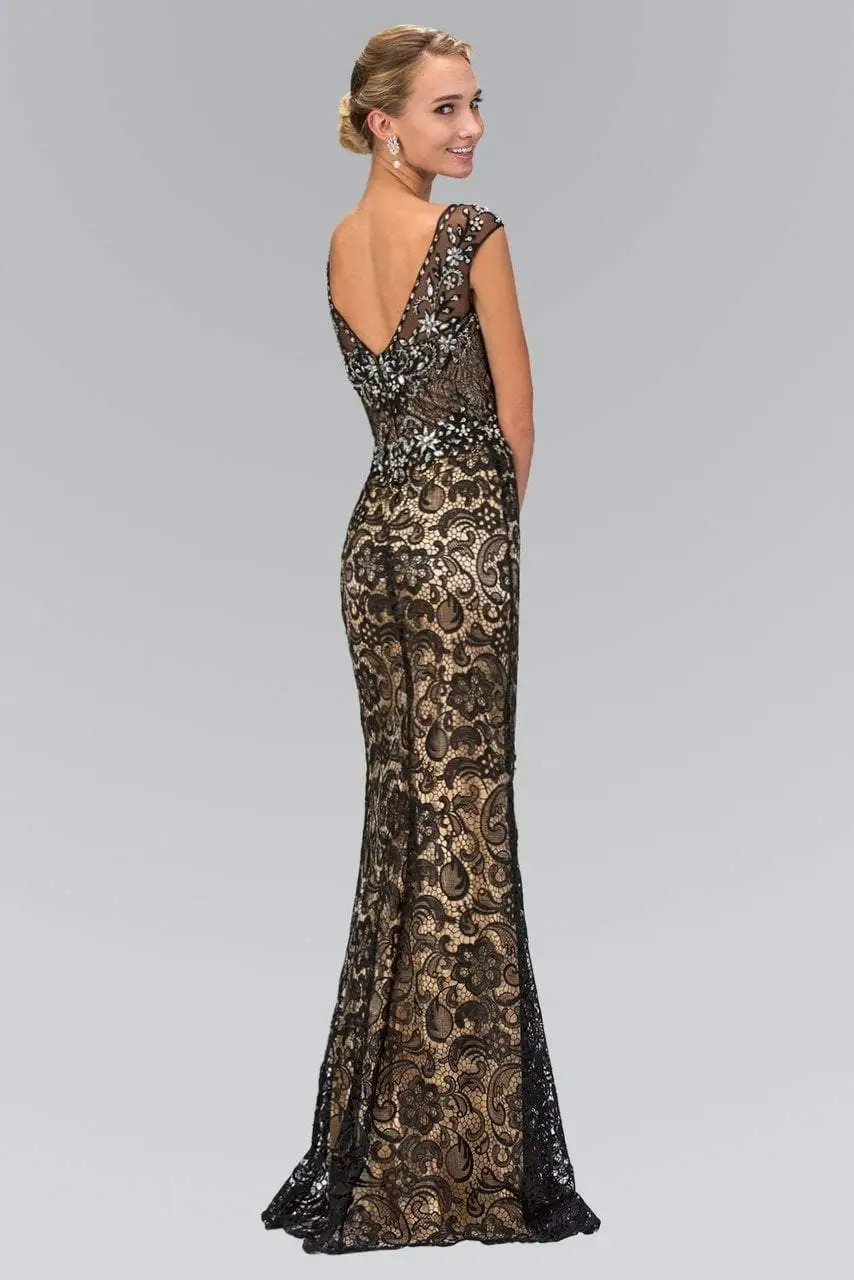 Elizabeth K - GL2059 Jeweled V-Neck Gown 2 Elizabeth K - GL2059 Jeweled V-Neck Gown - Image 2
