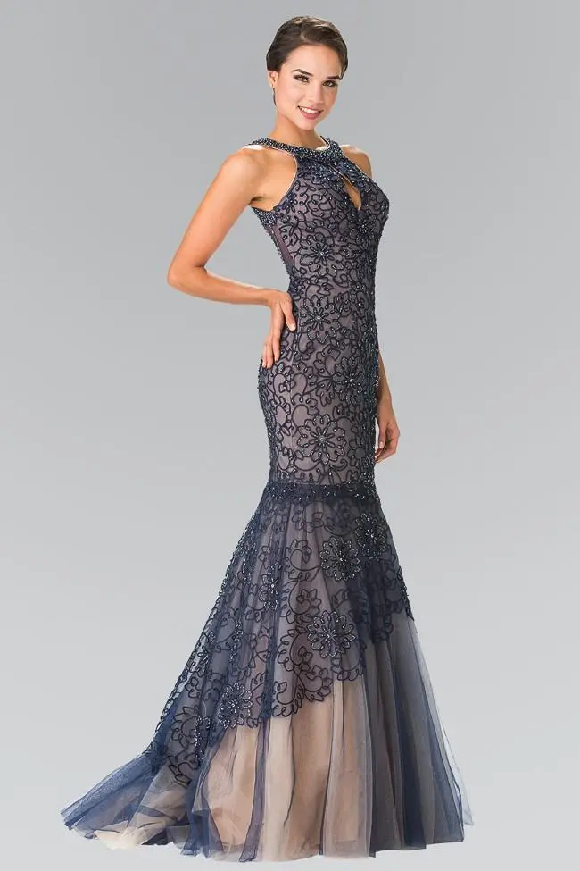 Elizabeth K Bridal Elizabeth K - GL2262 Embroider Two Piece Halter Mermaid Gown 4 Elizabeth K Bridal Elizabeth K - GL2262 Embroider Two Piece Halter Mermaid Gown - Image 4