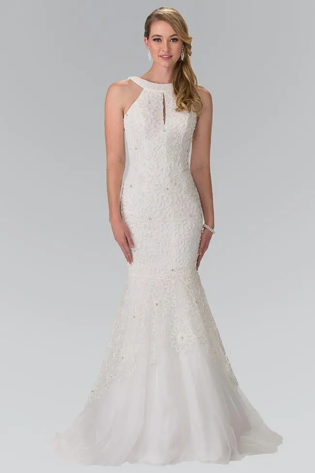 Elizabeth K Bridal Elizabeth K - GL2262 Embroider Two Piece Halter Mermaid Gown 1 Elizabeth K Bridal Elizabeth K - GL2262 Embroider Two Piece Halter Mermaid Gown