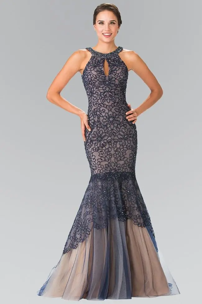 Elizabeth K Bridal Elizabeth K - GL2262 Embroider Two Piece Halter Mermaid Gown 3 Elizabeth K Bridal Elizabeth K - GL2262 Embroider Two Piece Halter Mermaid Gown - Image 3