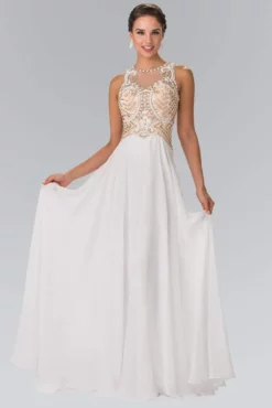 Elizabeth K - GL2295 Sleeveless Jewel Neckline Beaded Evening Gown