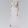 Elizabeth K - GL2339 Beaded Sheer Long Sleeve Sheath Evening Gown