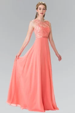 Elizabeth K - GL2364 Embroidered Illusion Top Chiffon A Line Dress 15 Elizabeth K - GL2364 Embroidered Illusion Top Chiffon A Line Dress -Hot Sale WEDDING Store elizabeth k gl2364 embroidered illusion top chiffon a line dress bridesmaid dresses xs coral 5412120821817