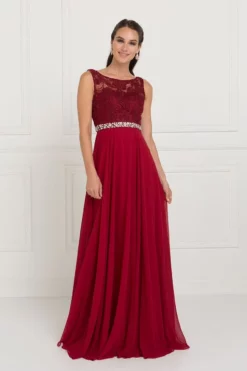 Elizabeth K - GL2420 Jeweled Waist Lace A-Line Gown 6 Elizabeth K - GL2420 Jeweled Waist Lace A-Line Gown -Hot Sale WEDDING Store elizabeth k gl2420 jeweled waist lace a line gown bridesmaid dresses xs burgundy 5412530061369