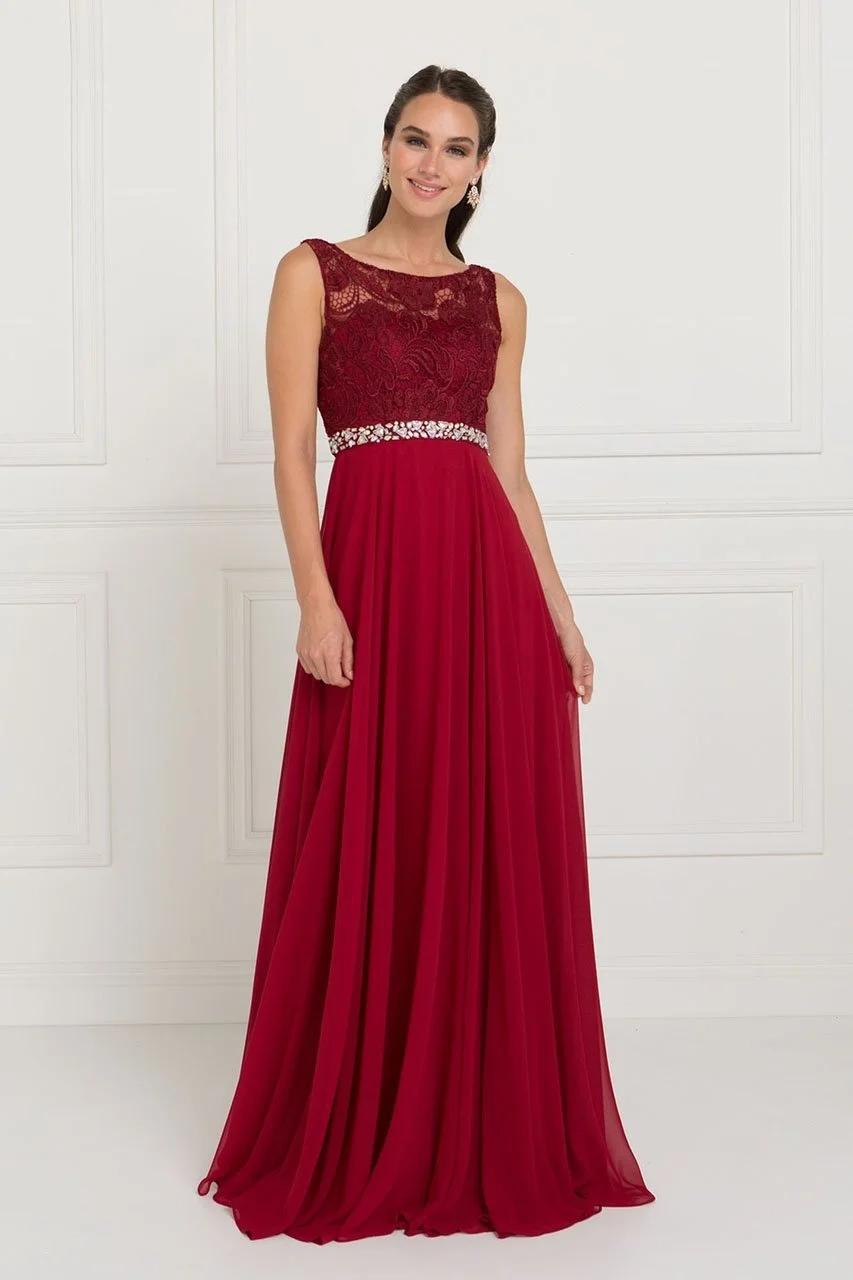 Elizabeth K - GL2420 Jeweled Waist Lace A-Line Gown 3 Elizabeth K - GL2420 Jeweled Waist Lace A-Line Gown - Image 3